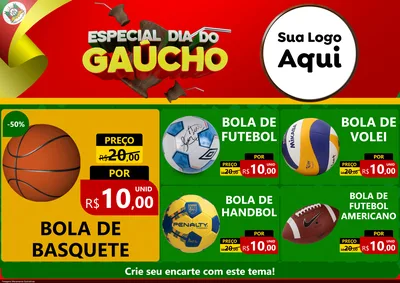 Modelo de Encarte para Encarte A4 Horizontal com o tema Especial Dia do Gaúcho para Artigos Esportivos