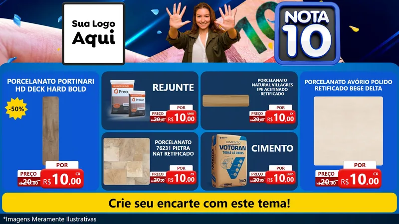 Modelo de TV para TV Horizontal com o tema Nota 10 para Pisos e revestimentos