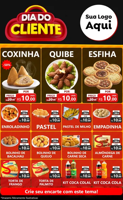 Modelo de Encarte para Encarte Grande com o tema Dia do Cliente para Salgadaria