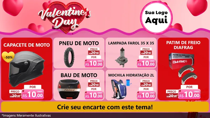 Modelo de TV para TV Horizontal com o tema Valentine's Day para Moto peças