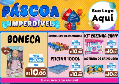 Modelo de Encarte para Encarte A4 Horizontal com o tema Páscoa Imperdível para Brinquedos