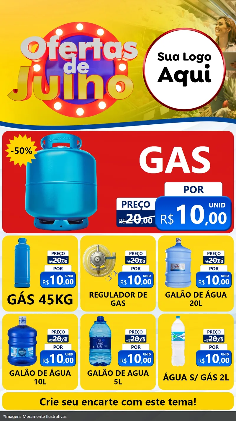Modelo de Rede Social para Stories com o tema Ofertas de Julho para Água e gás