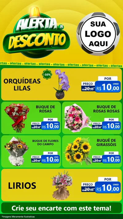 Modelo de TV para TV Vertical com o tema Alerta de Desconto para Floricultura e jardim