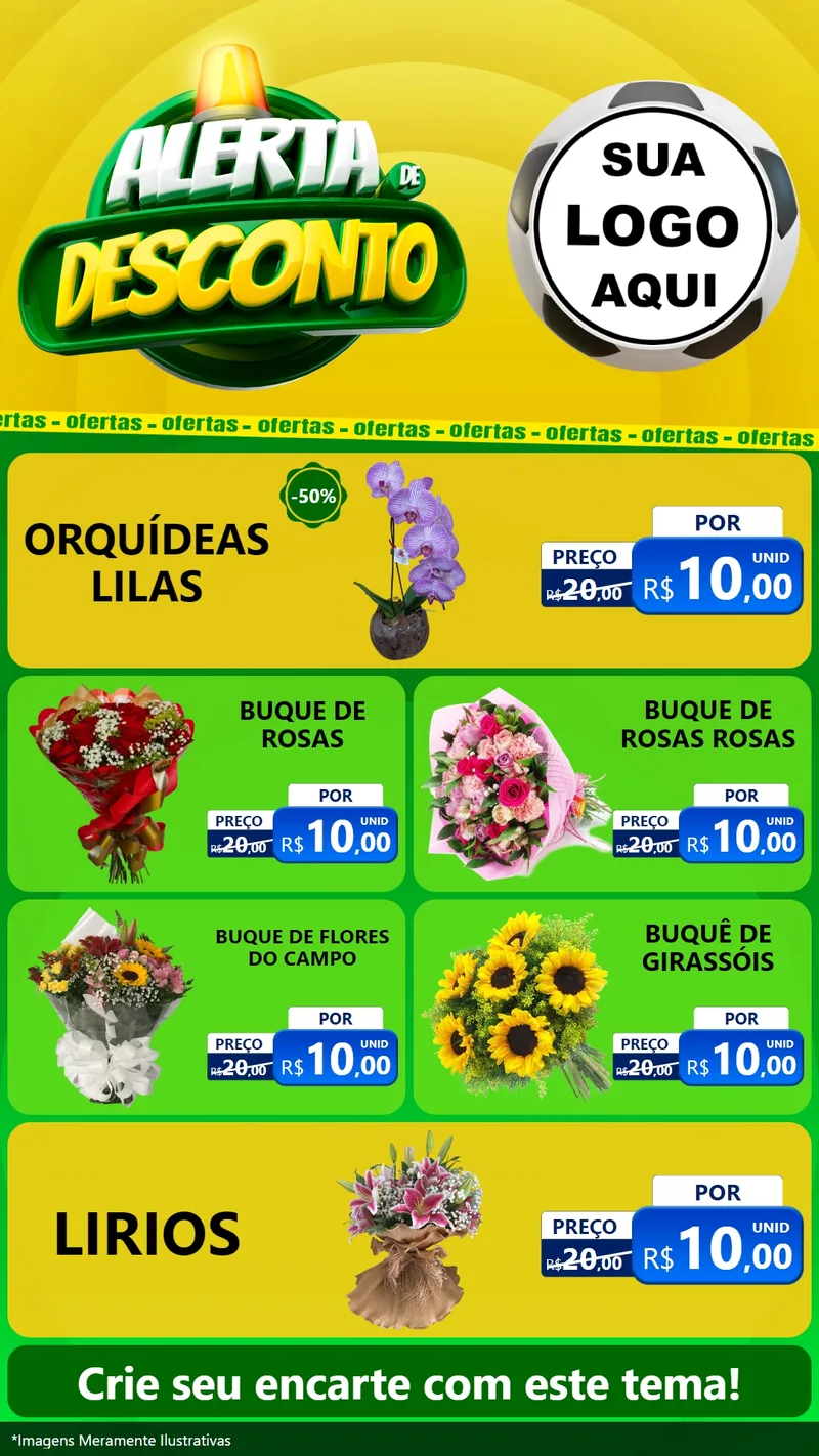 Modelo de TV para TV Vertical com o tema Alerta de Desconto para Floricultura e jardim