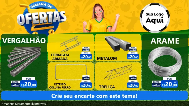 Modelo de TV para TV Horizontal com o tema Semana de Ofertas - Copa para Ferragens
