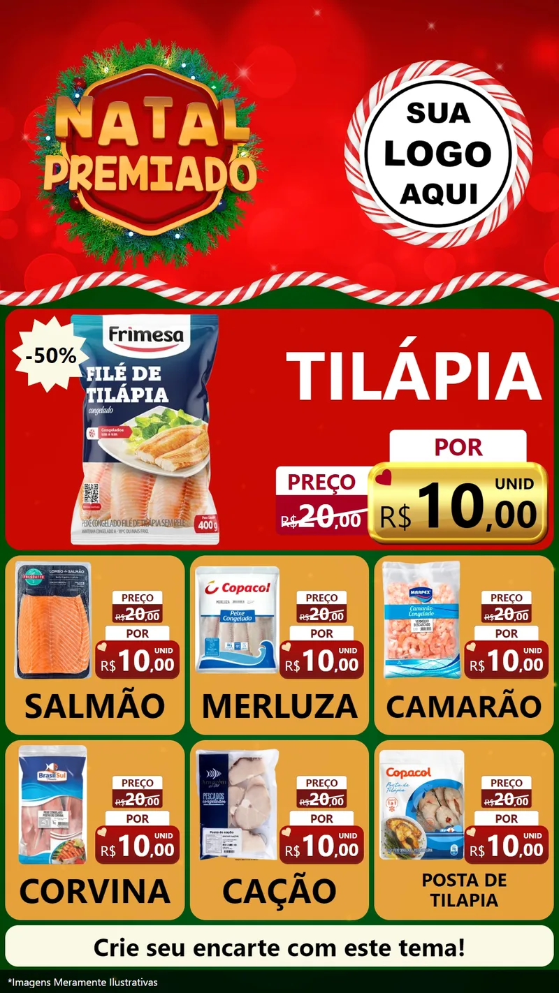 Modelo de Rede Social para Stories com o tema Natal Premiado para Peixaria
