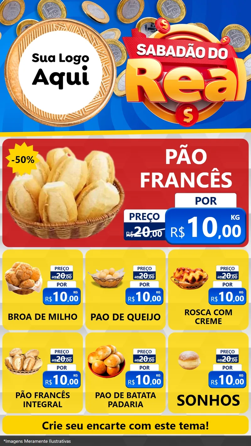 Modelo de Rede Social para Stories com o tema Sabadão do Real para Padaria