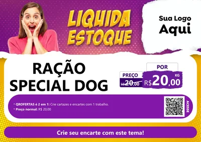 Modelo de Cartaz para Cartaz A4 Horizontal com o tema Liquida estoque para Pet Shop
