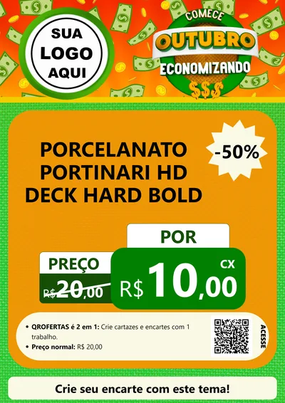 Modelo de Cartaz para Cartaz A4 Vertical com o tema Comece Outubro Economizando para Pisos e revestimentos
