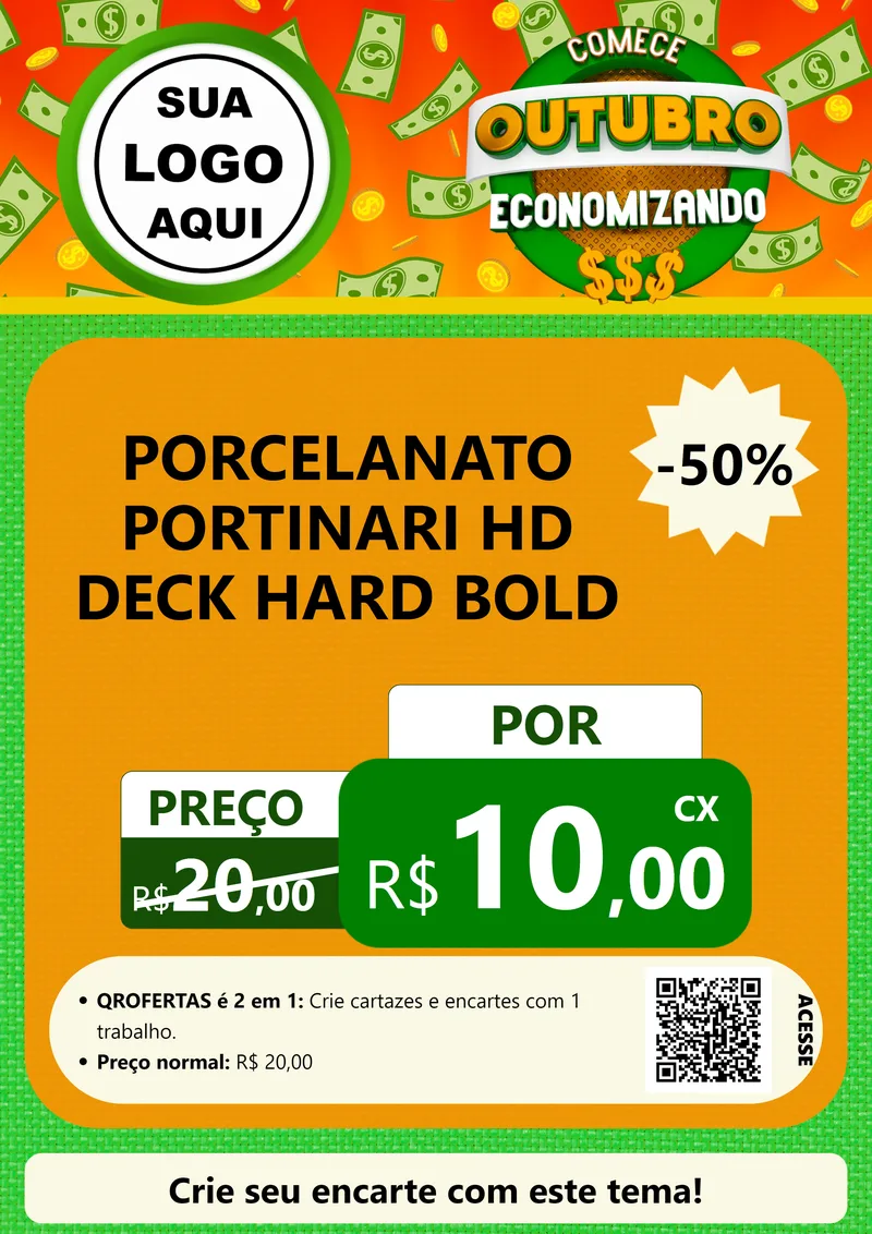 Modelo de Cartaz para Cartaz A4 Vertical com o tema Comece Outubro Economizando para Pisos e revestimentos