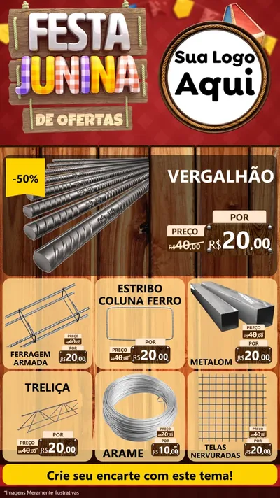 Modelo de Rede Social para Stories com o tema Festa Junina de Ofertas para Ferragens