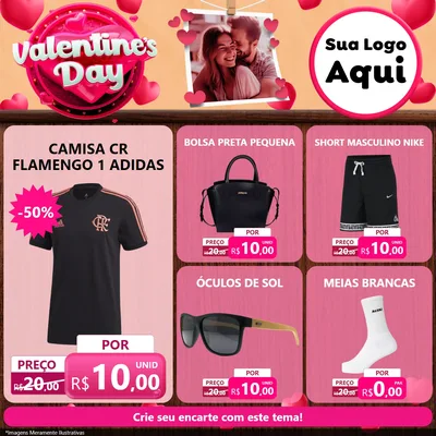 Modelo de Rede Social para Feed Facebook com o tema Valentine's Day para Roupas e acessórios