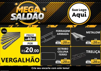 Modelo de Encarte para Encarte A4 Horizontal com o tema Mega Saldão para Ferragens