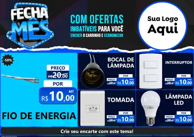 Modelo de Encarte para Encarte A4 Horizontal com o tema Fecha Mês para Materiais Elétricos