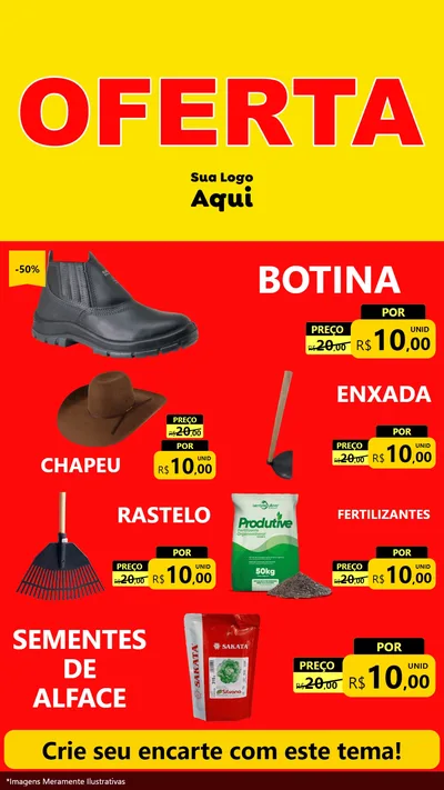 Modelo de TV para TV Vertical com o tema OFERTA - Vermelho Cartaz para Agropecuária