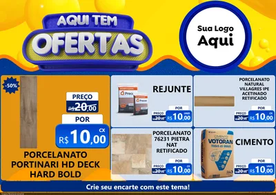Modelo de Encarte para Encarte A4 Horizontal com o tema Aqui Tem Ofertas para Pisos e revestimentos