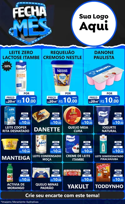 Modelo de Encarte para Encarte Grande com o tema Fecha Mês para Frios e Laticínios