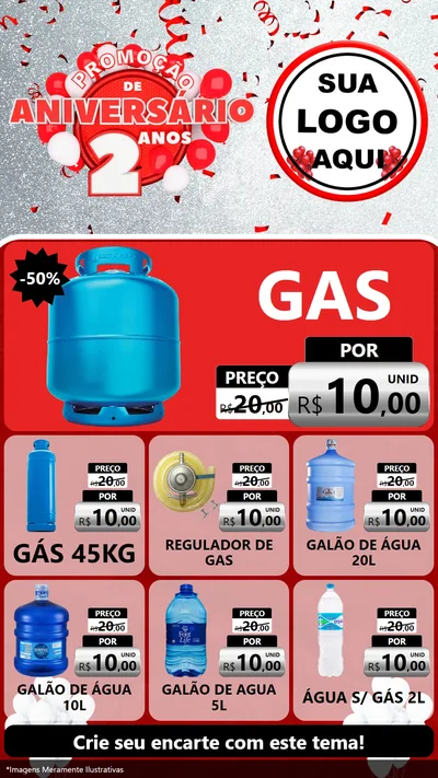 Modelo de Rede Social para Stories com o tema Promoção de Aniversário - 2 Anos para Água e gás