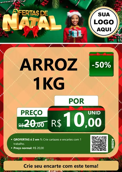 Modelo de Cartaz para Cartaz A4 Vertical com o tema Ofertas de Natal para Supermercado