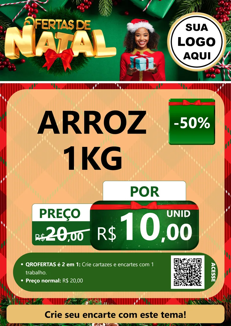 Modelo de Cartaz para Cartaz A4 Vertical com o tema Ofertas de Natal para Supermercado