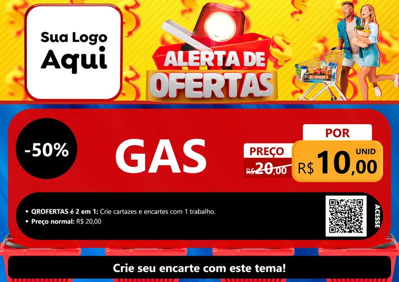Modelo de Cartaz para Cartaz A4 Horizontal com o tema Alerta de Ofertas para Água e gás
