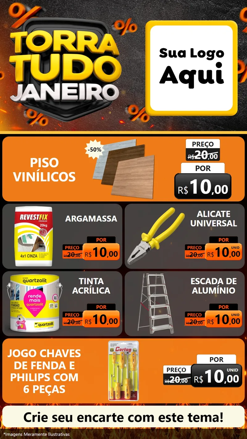 Modelo de TV para TV Vertical com o tema Torra Tudo Janeiro para Material para Construção