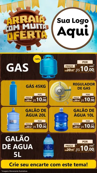 Modelo de TV para TV Vertical com o tema Ofertas de São João - Junina para Água e gás