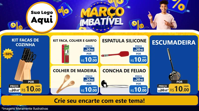 Modelo de TV para TV Horizontal com o tema Março Imbatível para Utilidades Domésticas