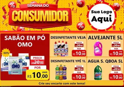 Modelo de Encarte para Encarte A4 Horizontal com o tema Semana do Consumidor para Produtos de Limpeza