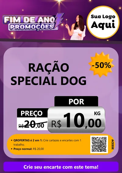 Modelo de Cartaz para Cartaz A4 Vertical com o tema Fim de Ano Promoções para Pet Shop