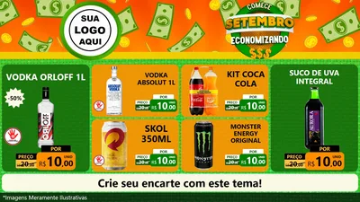 Modelo de TV para TV Horizontal com o tema Comece Setembro Economizando para Distribuidora de bebidas
