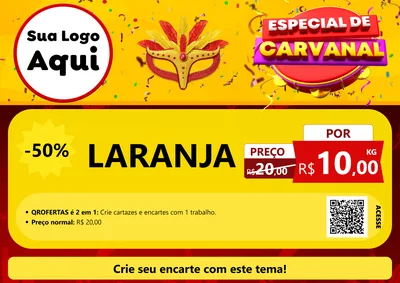 Modelo de Cartaz para Cartaz A4 Horizontal com o tema Especial de Carnaval para Hortifrúti