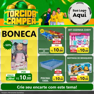 Modelo de Rede Social para Feed Facebook com o tema Torcida Campeã - Copa para Brinquedos