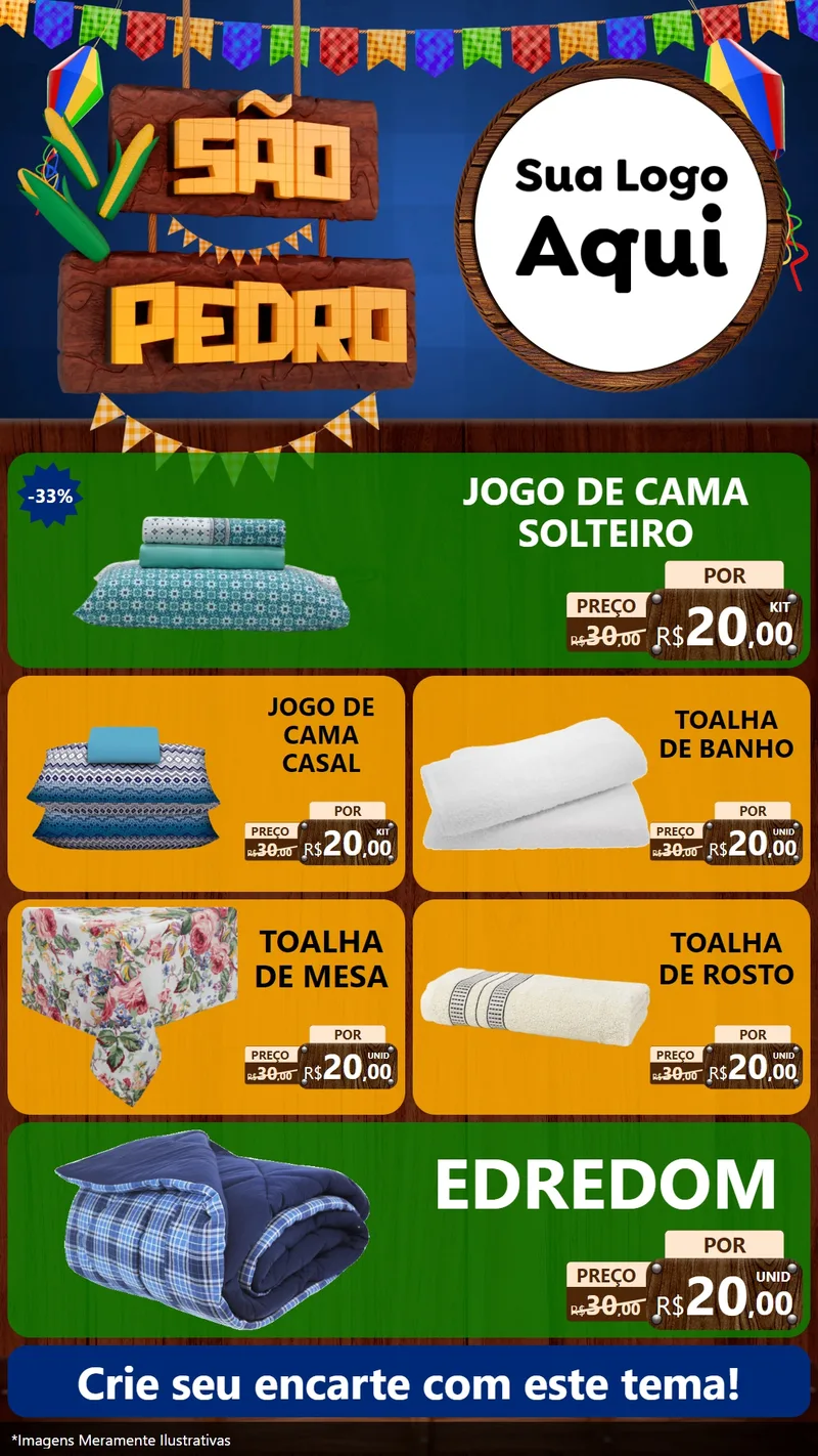 Modelo de TV para TV Vertical com o tema São Pedro para Cama, Mesa e Banho