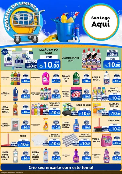 Modelo de Encarte para Encarte A4 Vertical com o tema Semana Da Limpeza para Produtos de Limpeza