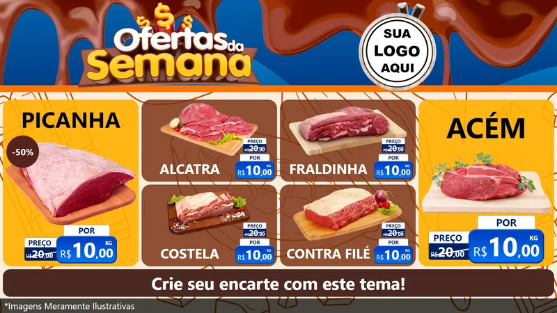 Modelo de TV para TV Horizontal com o tema Ofertas da Semana - Páscoa para Açougue