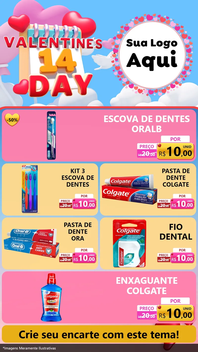 Modelo de TV para TV Vertical com o tema Valentine's Day para Higiene Pessoal