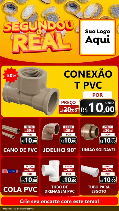 Modelo de Rede Social para Stories com o tema Segundou do Real para Tubos e conexões