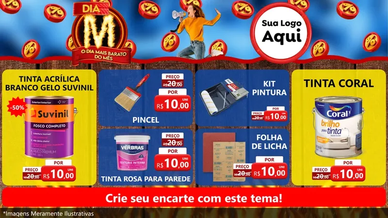 Modelo de TV para TV Horizontal com o tema Dia M - O Dia Mais Barato Do Mês para Tintas e Ferramentas