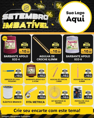 Modelo de Rede Social para Feed Instagram com o tema Setembro Imbatível para Armarinho e Aviamentos