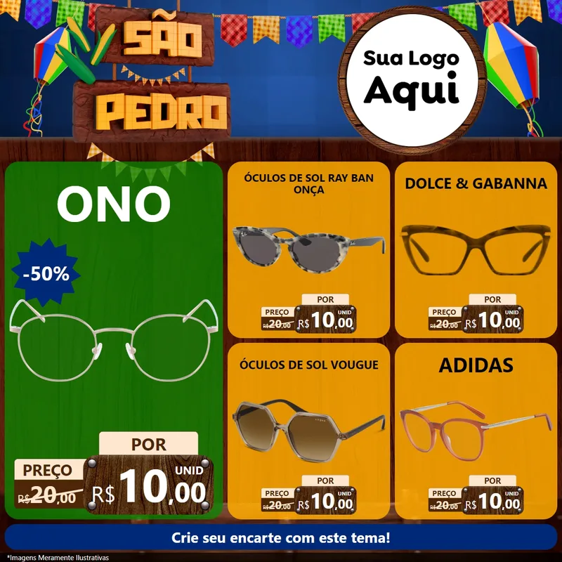 Modelo de Rede Social para Feed Facebook com o tema São Pedro para Óticas