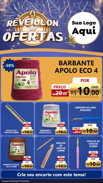 Modelo de Rede Social para Stories com o tema Réveillon de Ofertas para Armarinho e Aviamentos