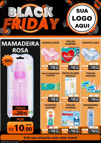 Modelo de Encarte para Encarte A4 Vertical com o tema Black Friday para Bebês