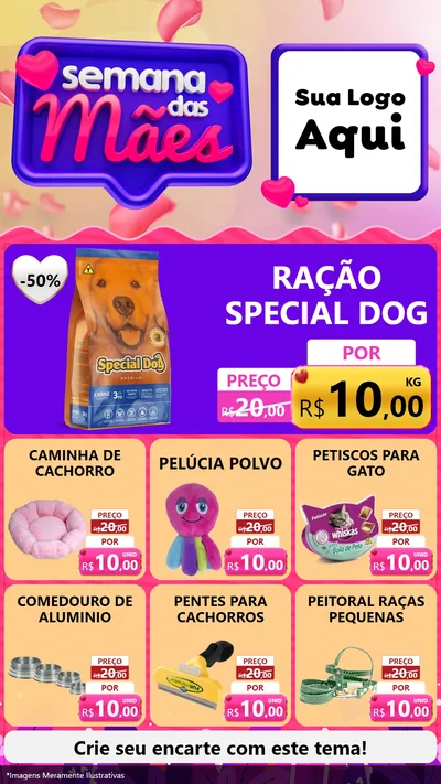 Modelo de Rede Social para Stories com o tema Semana das Mães para Pet Shop