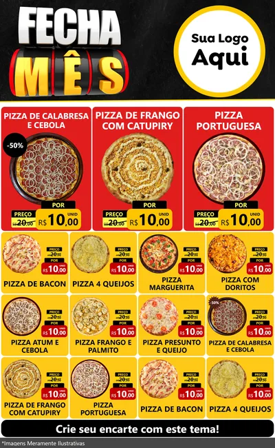 Modelo de Encarte para Encarte Grande com o tema Fecha Mês para Pizzaria