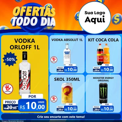 Modelo de Rede Social para Feed Facebook com o tema Ofertas Todo Dia para Distribuidora de bebidas