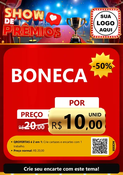 Modelo de Cartaz para Cartaz A4 Vertical com o tema Show de Prêmios para Brinquedos