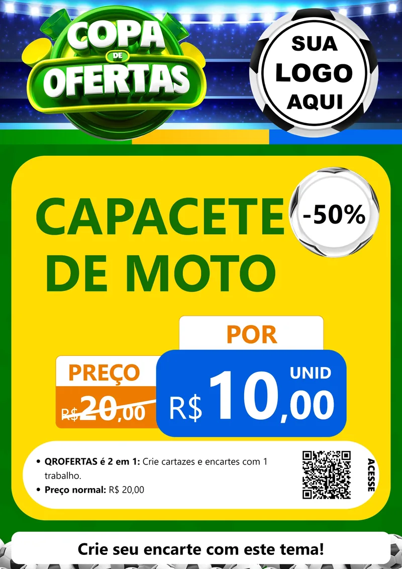 Modelo de Cartaz para Cartaz A4 Vertical com o tema Copa de Ofertas para Moto peças