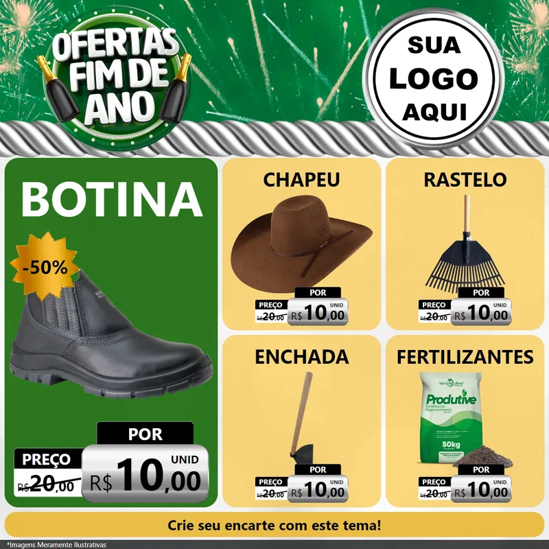Modelo de Rede Social para Feed Facebook com o tema Ofertas Fim de Ano para Agropecuária