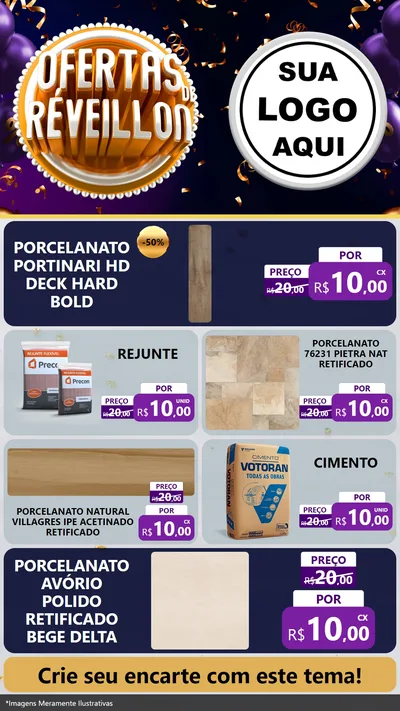 Modelo de TV para TV Vertical com o tema Ofertas de Réveillon para Pisos e revestimentos